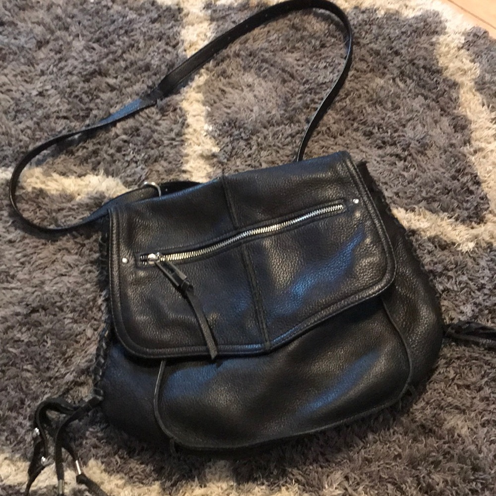 Genuine black leather crossbody/ backpack bag!!!